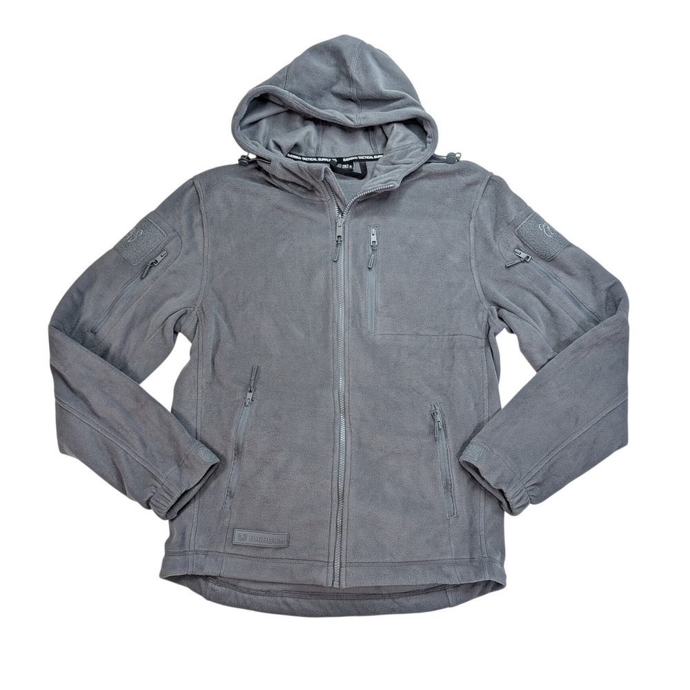 BAERSkin Travel Backpack Hoodie Mens S Gray Tactical Fleece Jacket Pockets
